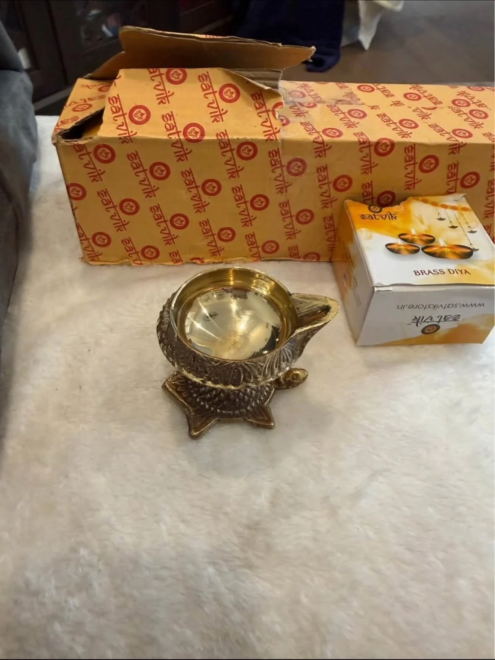 6 pcs brass kuber turtle diya set new